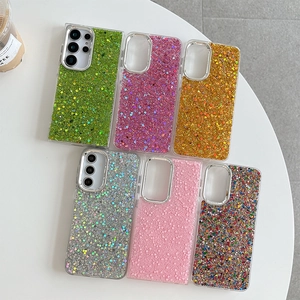 Glitter Sequin Phone Case With Electroplated Frame Shinny Drip Glue TPU Shockproof Protective Smartphone Cover For Women