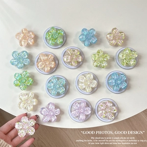 Colorful glitter flower phone grip with Magsafe magnetic folding stand for smartphone