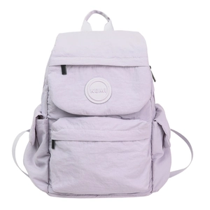 Sac à dos violet clair grande capacité pour étudiants avec texture en nylon souple