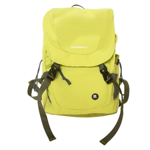 Fluoreszierender gelber leichter Nylonrucksack mit Klappverschluss und Schnallen