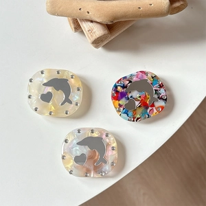 Rhinestone dolphin mirror collapsible phone socket holder with marble floral patterns