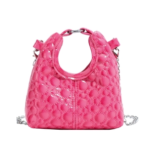 Mini hot pink girls crossbody bag with bubble texture and round handle