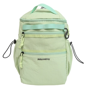 Zaino da esterno minimalista verde menta di grande capacità con tasca a rete e cinghie