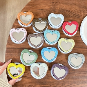 Magnetic Heart Phone Grip Mirror Foldable Griptok Terrazzo Pattern Splatter Resin Makeup Pocket Mirror For Phone Case