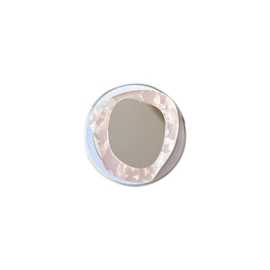 Pink marble texture phone grip and portable mirror with irregular edge design