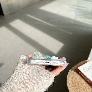 Detail showing precise cutouts for S-Pen and charging port on 3D ocean sea shell case
