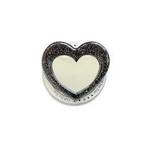 Glitter heart-shaped magnetic phone grip holder with telescopic mirror for women