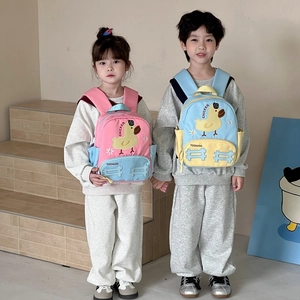 Cute cartoon duckling kindergarten backpack with dual color design for young children