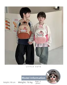 Détails de sacs à dos pour enfants en toile avec broderie de chiot mignon et lettres