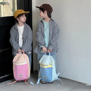 Minimalist kids backpack with large capacity in color-block design for school and travel