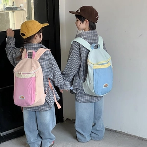 Kids lightweight color-block canvas backpacks for school and outdoor travel wear