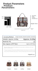 British plaid backpack with bow lace detail and PU leather multi-color options display
