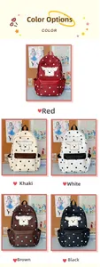 Sacs à dos enfants à pois avec patchs chiots en rouge, kaki, blanc, marron et noir