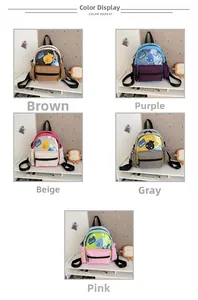 Selezione di mini zaini bicolore per bambini con tasche anteriori trasparenti e decori
