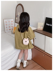 Pink girls crossbody bag featuring cute bow design and white lace trim detail