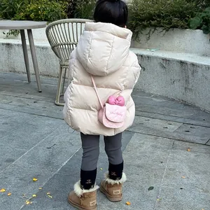 Mini sac matelassé rose avec nœud et broderie Love Baby pour la mode des filles