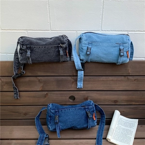 Sac Bandoulière Denim Femmes Coton Lavé Sac Épaule Pendentif Étoile Rue Décontracté Rétro Grande Capacité