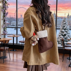 Sac bandoulière en peluche de Noël avec breloque ours mignon pour le style d'hiver