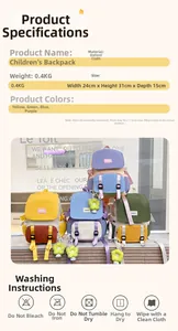 Spécifications détaillées du sac à dos enfant en tissu Oxford avec dimensions précises