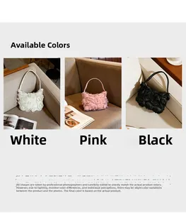 Détails des sacs à main à fleurs 3D en blanc, rose et noir avec un style romantique