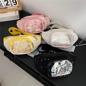 Marsupio Per Bambini Stampa Di Stelle Paillettes Finestra In PVC Trasparente Borsa Da Petto Tracolla Per Ragazzi Ragazze Moda Carino