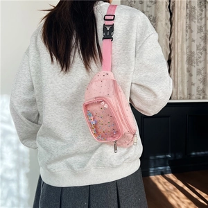 Marsupio rosa per bambini con stelle di paillettes e tracolla regolabile alla moda