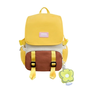 Sac à dos mignon pour maternelle aux couleurs contrastées avec pendentif fleur