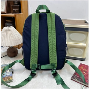 Close-up of S-shaped padded shoulder straps and adjustable chest buckle on backpack
