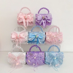 Sac à Main de Princesse à Paillettes pour Filles avec Poignée en Künstliche Perles Grand Nœud Décoration de Coquillage Étoile de Mer Sac Bandoulière Cadeau de Fête