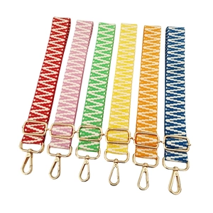 Wide Bag Strap Replacement Adjustable Shoulder Belt Woven Polyester Geometric Zigzag Pattern For Crossbody Handbag Purse