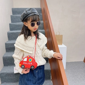 Kids red car-shaped police crossbody bag made of synthetic leather for toddlers