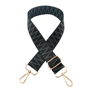 Adjustable woven handbag strap with wave pattern and rose gold metal buckles