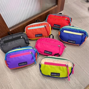 Kids Waist Bag Nylon Color Block Outdoor Sports Chest Pack Adjustable Strap Fashionable For Boys Girls