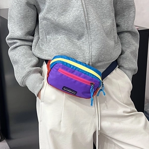 Colorful nylon waist bag for kids with adjustable strap and vibrant contrast panels