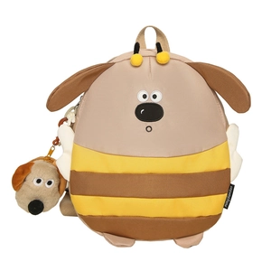 Cute large-capacity cartoon dog and bee backpack for women with plush puppy pendant charm