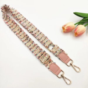 Pink tweed strap with golden lobster clasps for crossbody bags and handbags replacement