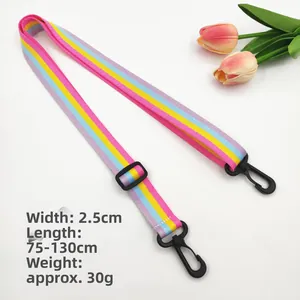 Adjustable rainbow strap 2.5cm wide and 75-130cm long with black plastic hooks