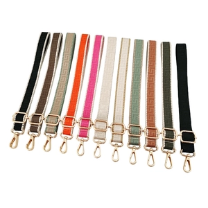 Adjustable 2.5cm geometric maze pattern shoulder strap with gold metal hooks and hardware