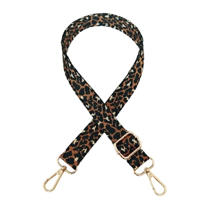 Bandoulière réglable imprimé léopard en tissu jacquard avec mousquetons en métal doré