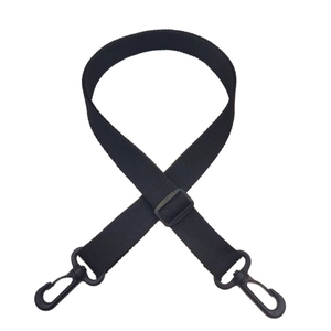 Adjustable black cotton canvas shoulder strap with swivel hooks for bags and bottles