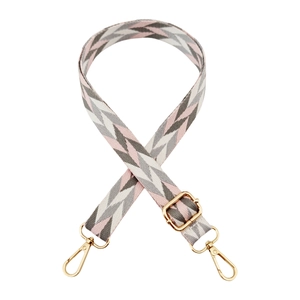 Adjustable 2.5cm colorful geometric pattern replacement shoulder strap with gold clips