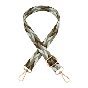 Adjustable 2.5cm colorful geometric knit shoulder strap with gold metal swivel clasps