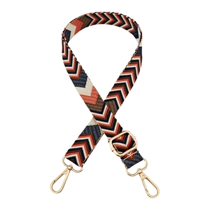 Adjustable bohemian chevron woven shoulder strap with gold metal lobster clasps for bags