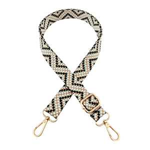 Adjustable 2.5cm colorful chevron jacquard woven shoulder strap with gold metal hooks