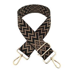 5cm wide adjustable replacement shoulder strap with wavy pattern and gold metal hooks