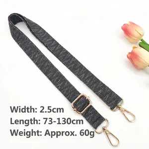 Ethnic woven bag strap 2.5cm wide adjustable length 73-130cm with gold metal hooks