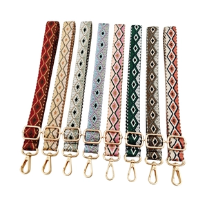 Adjustable Bohemian Geometric Woven Bag Strap Replacement Ethnic Style Shoulder Crossbody Belt With Metal Hardware For Women