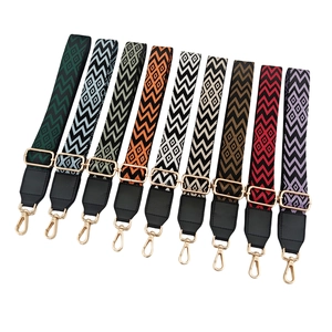 Adjustable colorful wavy pattern wide shoulder straps with gold hooks for cross-body bags