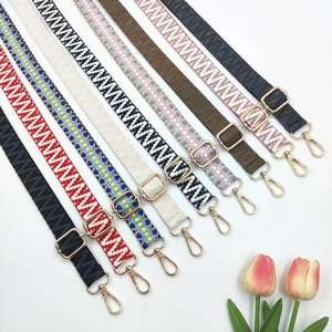 Ethnic style 2.5cm woven replacement shoulder straps for bags in nine colorful patterns