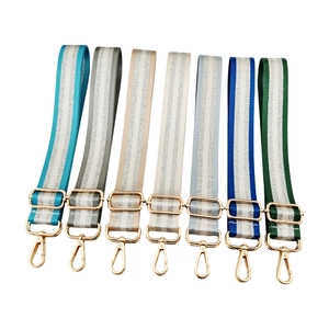 Adjustable colorful shoulder straps with metallic glitter and gold hardware for crossbody bags